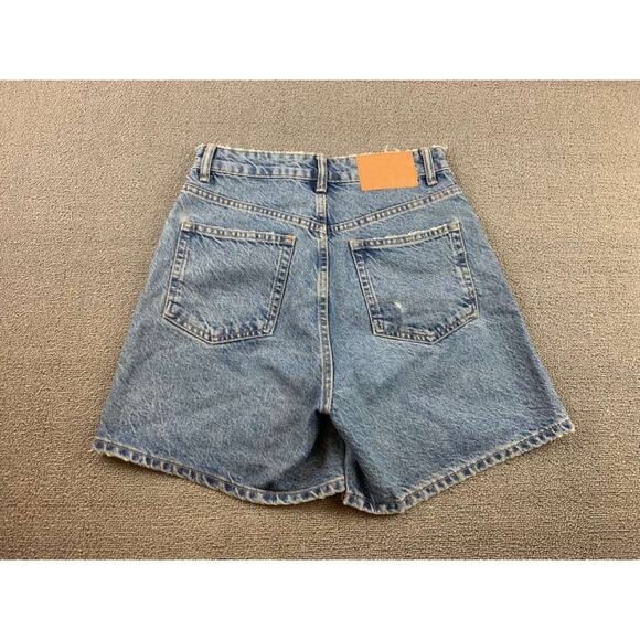Zara Denim Shorts Women 4 High Rise Light Wash Classic 5 Pocket - Picture 2 of 10